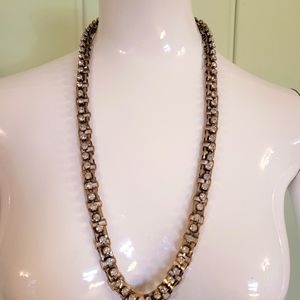 J.Crew gold and rhinestone chain necklace